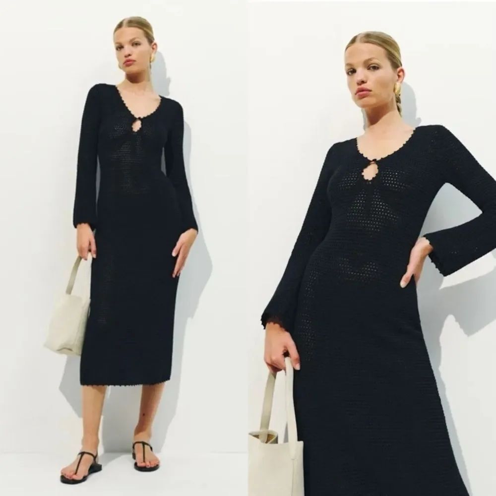 Reformation Sean Open Knit Maxi Black Dress Open Knit Size XS